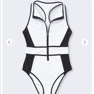 XL Forever 21 Perforated-Trim One-Piece Swimsuit
